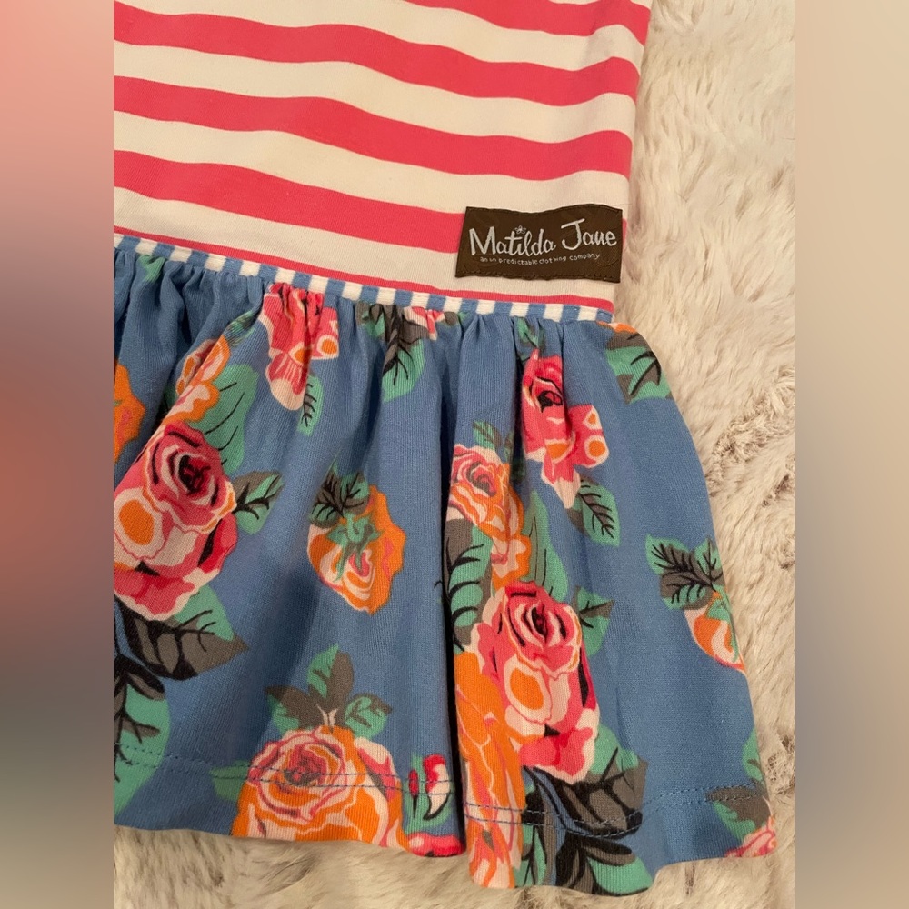 Matilda Jane Pink & White Striped Ruffle Ankle Pants - Picture 2 of 6